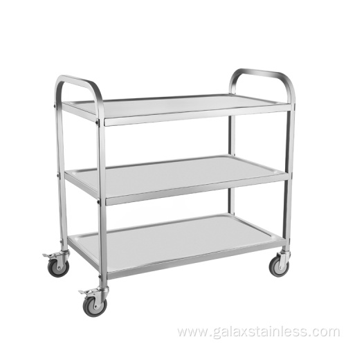 Ss304 Stainless Steel Food Trolley SS304 Square Tube Room Service Food Cart Trolley Factory